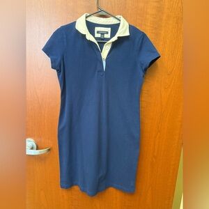 Lands' End Navy and Cream Polo Dress
